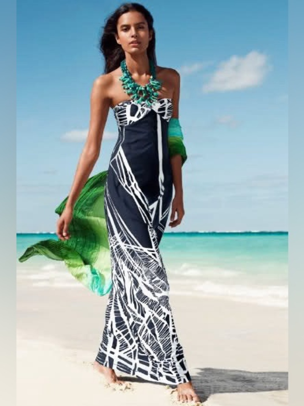 Ann Loft Palm Halter Maxi Dress